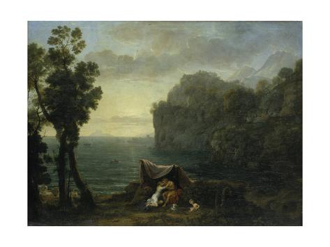 Giclee Print: Coastal Landscape with Acis and Galatea, 1657 by Claude Lorraine: 24x18in