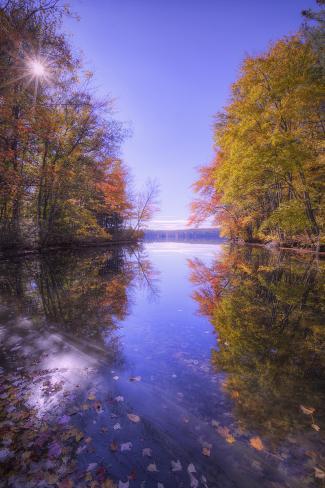 Photographic Print: Sun Star and Autumn Reflections, New Hampshire by Vincent James: 24x16in