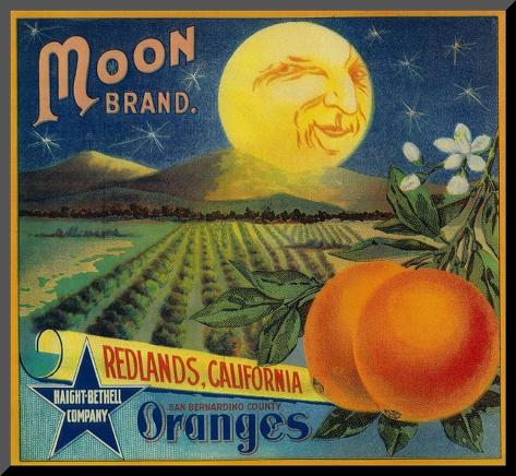 Mounted Print: Moon Orange Label - Redlands, CA by Lantern Press: 11x12in