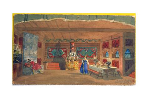 Giclee Print: Stage Design for the Opera 'The Tsar's Bride' by Nikolai Rimsky-Korsakov, 1920 by Boris Mikhajlovich Kustodiev: 24x16in
