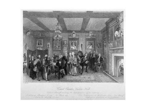 Giclee Print: Council Chamber of Vintners' Hall, City of London, 1842 by E Radclyffe: 24x18in