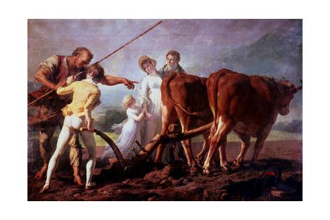Giclee Print: The Ploughing Lesson, 1798 by Francois-Andre Vincent: 24x16in