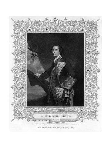 Giclee Print: Admiral George Brydges Rodney (1719-179), 1st Baron Rodney, 19th Century by H Robinson: 24x18in
