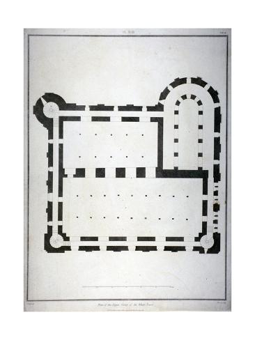 Giclee Print: Plan of the Upper Storey of the White Tower, Tower of London, 1815 by James Basire II: 24x18in
