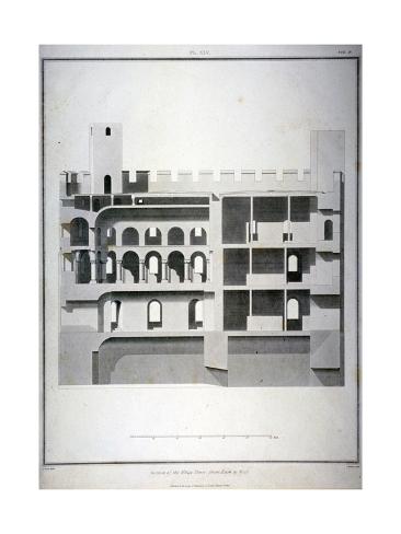 Giclee Print: Section of the White Tower, Tower of London, from East to West, 1815 by James Basire II: 24x18in