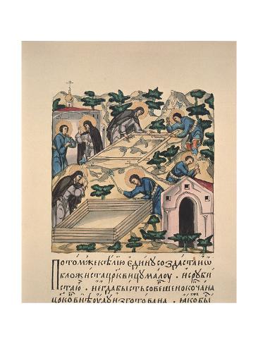 Giclee Print: Saints Bartholomew and Stephen Building Church in Honour of the Holy Trinity at the Makovets Hill: 24x18in