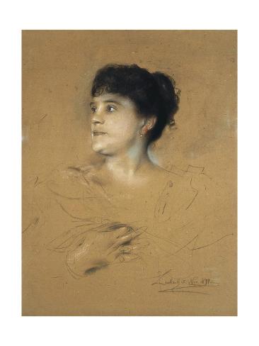 Giclee Print: Portrait of the Singer Marcella Sembrich, (1858-193), 1891 by Franz Von Lenbach: 24x18in