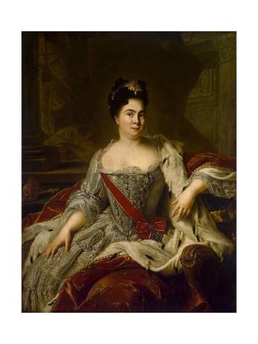 Giclee Print: Portrait of Empress Catherine I, (1684-172), 1717 by Jean-Marc Nattier: 24x18in