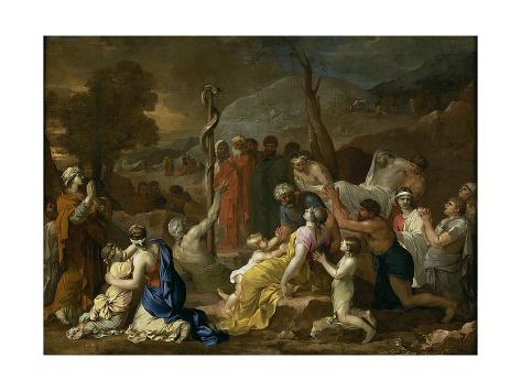 Giclee Print: Moses and the Brazen Serpent, 1653-1654 by Sébastien Bourdon: 24x18in