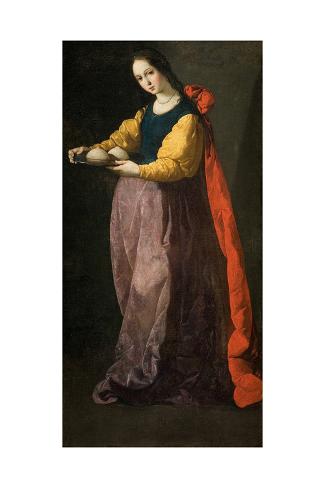 Giclee Print: Saint Agatha, Between 1630 and 1635 by Francisco de Zurbarán: 24x16in