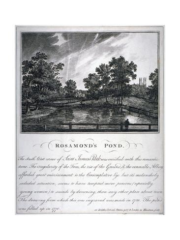 Giclee Print: Rosamond's Pond, St James's Park, Westminster, London, 1791 by John Thomas Smith: 24x18in