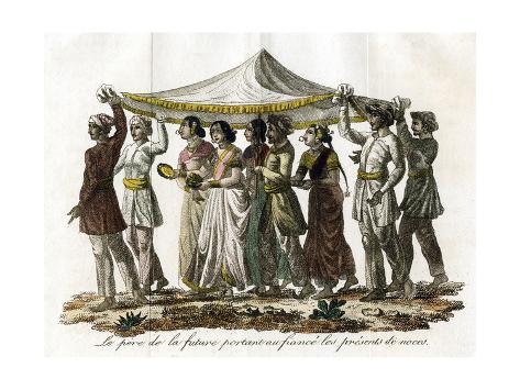Giclee Print: Indian Wedding Procession, C19th Century: 24x18in