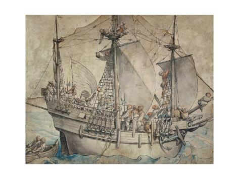 Giclee Print: Ship with Revelling Sailors, Lansquenets and a Sutleress by Hans Holbein the Younger: 24x18in