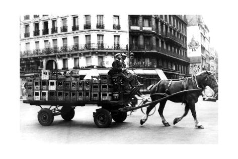Giclee Print: Horse-Drawn Cart Carrying Crates of Drink, German-Occupied Paris, July 1940: 18x12in