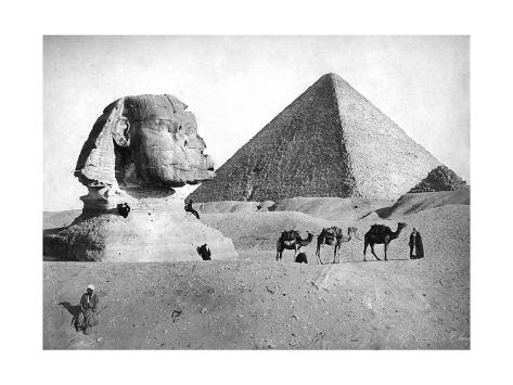 Giclee Print: The Sphinx and Pyramid at Giza, Egypt, C1882: 16x12in