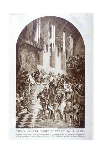 Giclee Print: The Vintners Company Feasts Four Kings, C1347: 18x12in