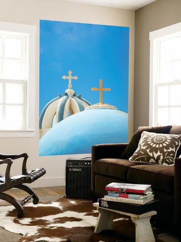 Wall Mural: Church Domes in Firostefani, Santorini (Thira), Greece by Nadia Isakova: 72x48in