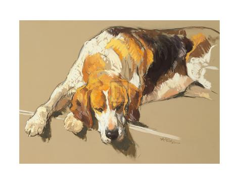 Collectable Print: Hound in a Kennel by Andre Pater: 23x30in