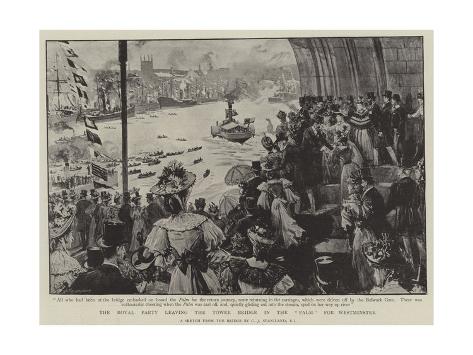 Giclee Print: The Royal Party Leaving the Tower Bridge in the Palm for Westminster by Charles Joseph Staniland: 24x18in