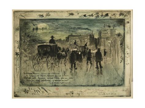 Giclee Print: Funeral Procession on the Boulevard De Clichy, 1887 by Felix Hilaire Buhot: 24x18in