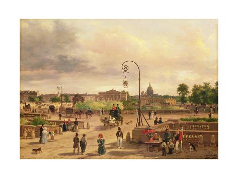 Giclee Print: La Place De La Concorde in 1829 by Guiseppe Canella: 24x18in