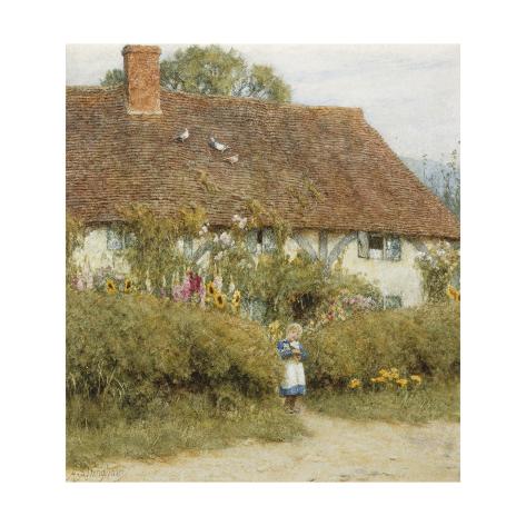 Giclee Print: Cottage at West Horsley, Surrey by Helen Allingham: 16x16in