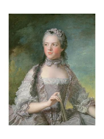 Giclee Print: Portrait of Adelaide De France (1732-1800) with a Fan, 1749 by Jean-Marc Nattier: 24x18in