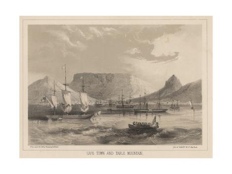 Giclee Print: Cape Town and Table Mountain, Litho by Sarony and Co, 1855 by Peter Bernhard Wilhelm Heine: 24x18in