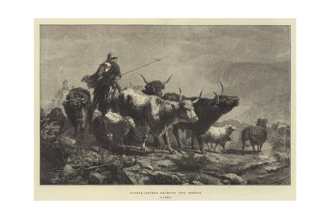 Giclee Print: Cattle-Lifters Crossing the Border by Richard Beavis: 24x16in