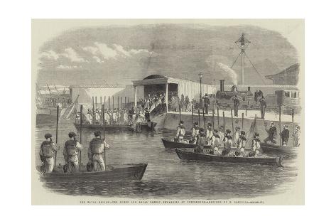 Giclee Print: The Naval Review, the Queen and Royal Family Embarking at Portsmouth by Robert Thomas Landells: 24x16in