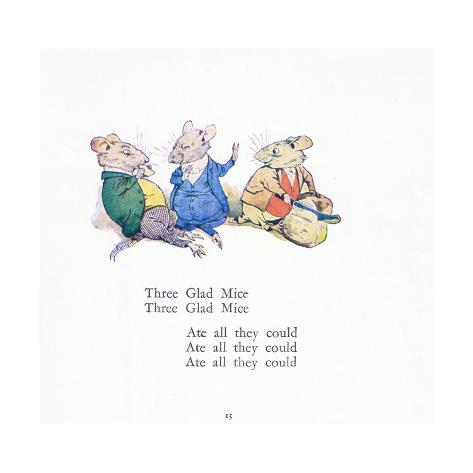 Giclee Print: Three Glad Mice, Three Glad Mice, Ate All That They Could by Walton Corbould: 16x16in