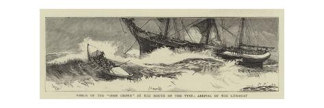 Giclee Print: Wreck of the Iron Crown at the Mouth of the Tyne, Arrival of the Life-Boat by William Lionel Wyllie: 42x14in
