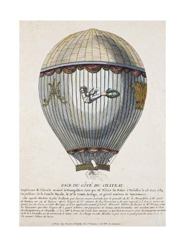 Giclee Print: Hot Air Balloon Experiment Carried Out by Aviation Pioneer: 24x18in