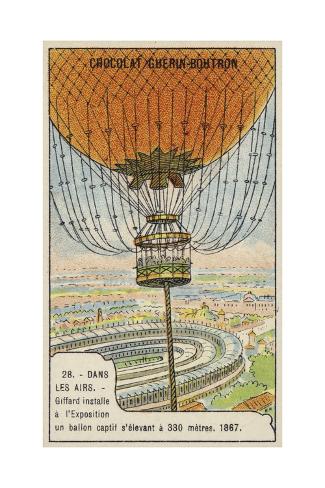 Giclee Print: Giffard's Tethered Balloon at the International Exposition, Paris, 1867: 24x16in