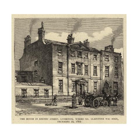 Giclee Print: The House in Rodney Street, Liverpool, Where Mr Gladstone Was Born, 29 December 1809: 16x16in