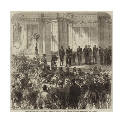 Giclee Print: Presentation of the Volunteers' Address to the King of the Belgians, at Buckingham Palace: 16x16in