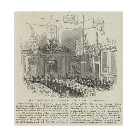 Giclee Print: The Inauguration Dinner of the Sheriffs of London and Middlesex at Vintners' Hall: 16x16in