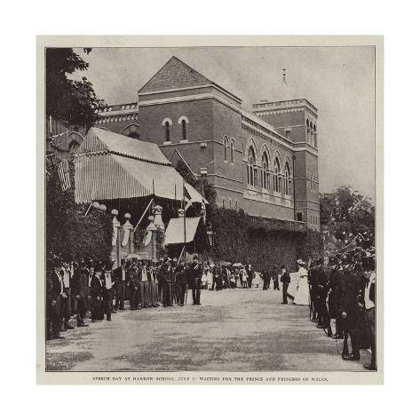 Giclee Print: Speech Day at Harrow School, 7 July, Waiting for the Prince and Princess of Wales: 16x16in