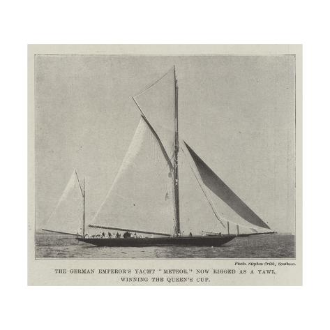 Giclee Print: The German Emperor's Yacht Meteor, Now Rigged as a Yawl, Winning the Queen's Cup: 16x16in