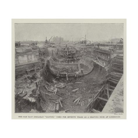 Giclee Print: The Old East Indiaman Canton, Used for Seventy Years as a Graving Dock at Limehouse: 16x16in