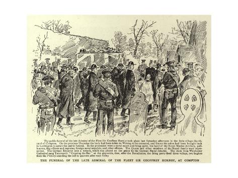 Giclee Print: The Funeral of the Late Admiral of the Fleet Sir Geoffrey Hornby, at Compton: 24x18in