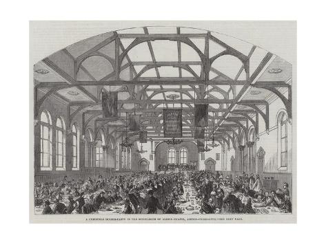 Giclee Print: A Christmas Dinner-Party in the Schoolroom of Albion Chapel, Ashton-Under-Lyne: 24x18in