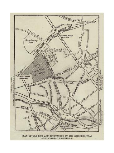 Giclee Print: Plan of the Site and Approaches to the International Agricultural Exhibition: 24x18in