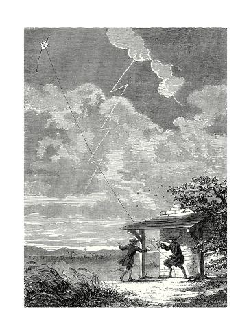 Giclee Print: The Experiment of the Electric Kite Conducted in Philadelphia by Franklin in September 1752: 24x18in