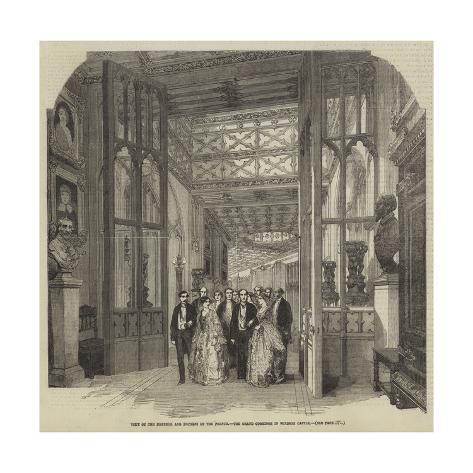 Giclee Print: Visit of the Emperor and Empress of the French, the Grand Corridor in Windsor Castle: 16x16in