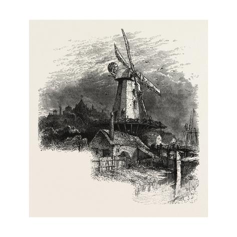 Giclee Print: An Old Windmill at Rye, the South Coast, UK, 19th Century: 16x16in
