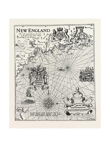Giclee Print: Part of Captain J. Smith's Map of New England, USA, 1870s: 24x18in