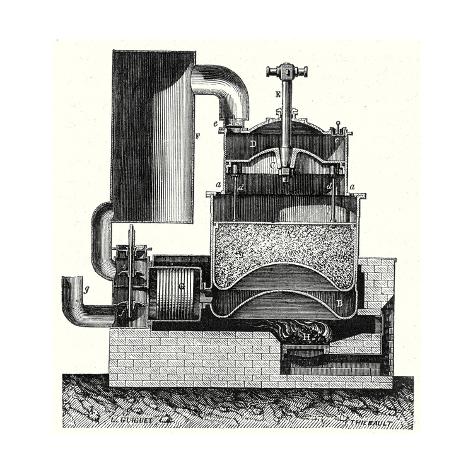 Giclee Print: Ericsson's Hot Air Machine: 16x16in