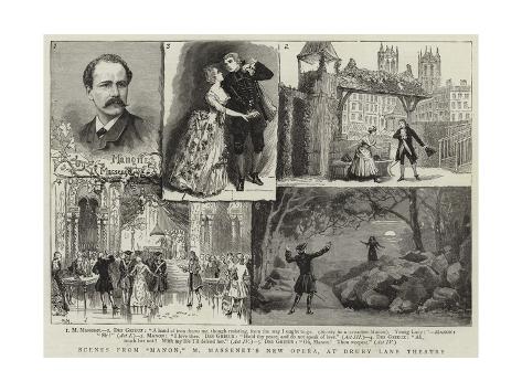 Giclee Print: Scenes from Manon, M Massenet's New Opera, at Drury Lane Theatre: 24x18in