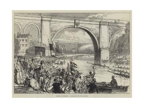 Giclee Print: Paris in Summer, a Regatta on the Marne: 24x18in